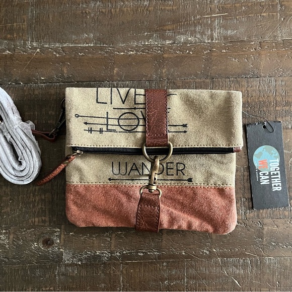 Mona B Live Love Wander canvas tote/shoulder/crossbody bag - Picture 1 of 11